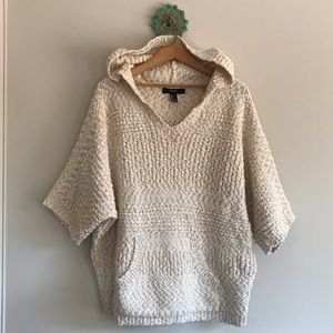 3/4 sleeve hooded sweater poncho, size L